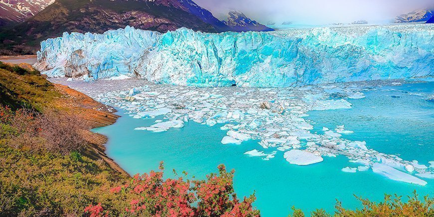 Perito Moreno gletsjer in lentelandschappen
