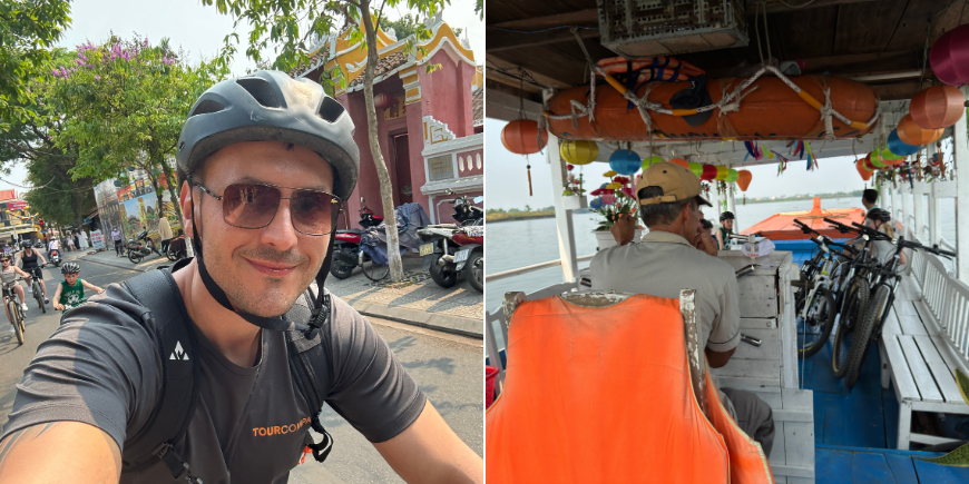 De fietsen komen op de boot