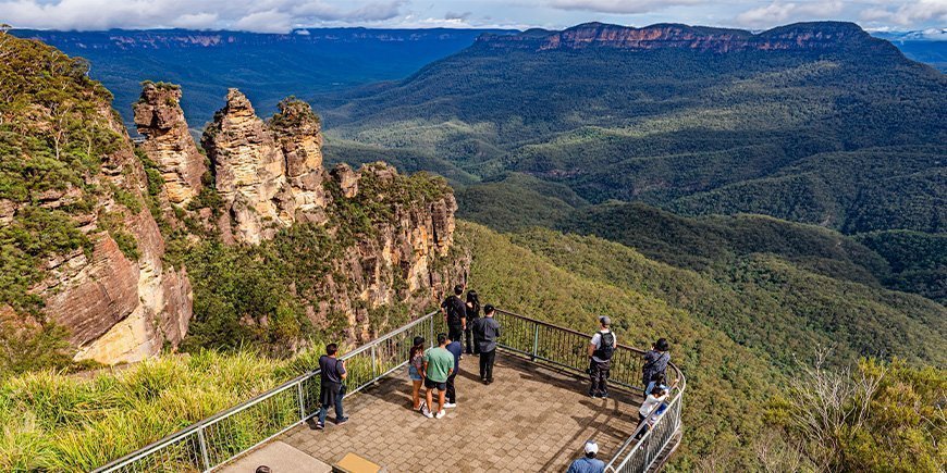Uitzichtpunt bij Three Sisters in Blue Mountains, Sydney, Australië