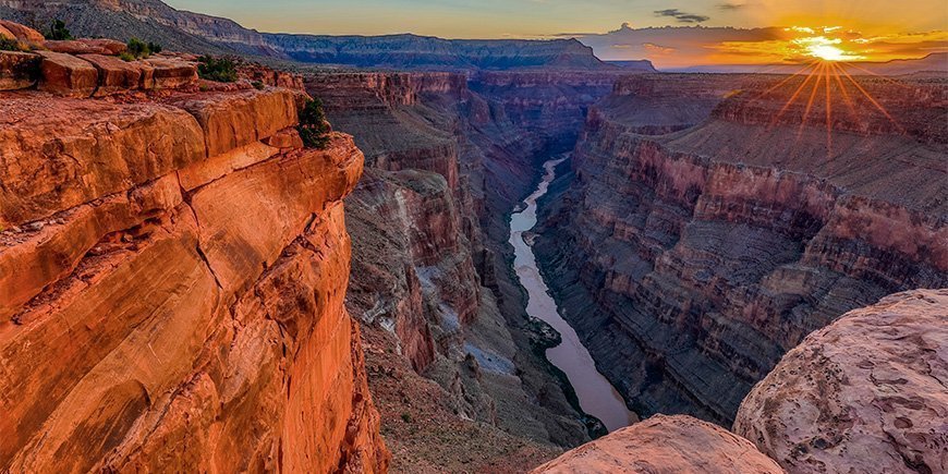 Zonsopgang bij de South Rim, Grand Canyon, USA
