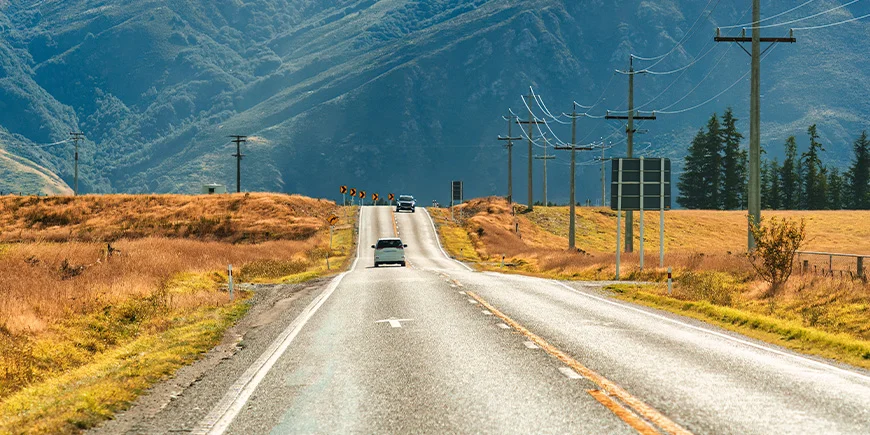 Auto's rijden aan de linkerkant in Nieuw-Zeeland