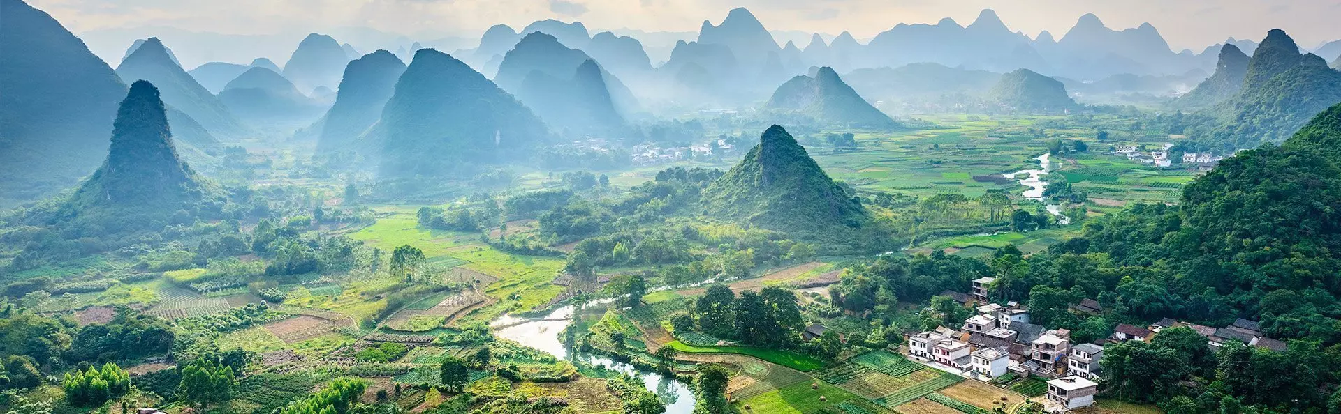 Prachtig Yangshou van bovenaf gezien