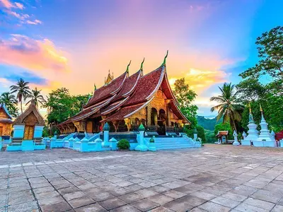 De Wat Xieng Thong-tempel in Luang Prabang in Laos